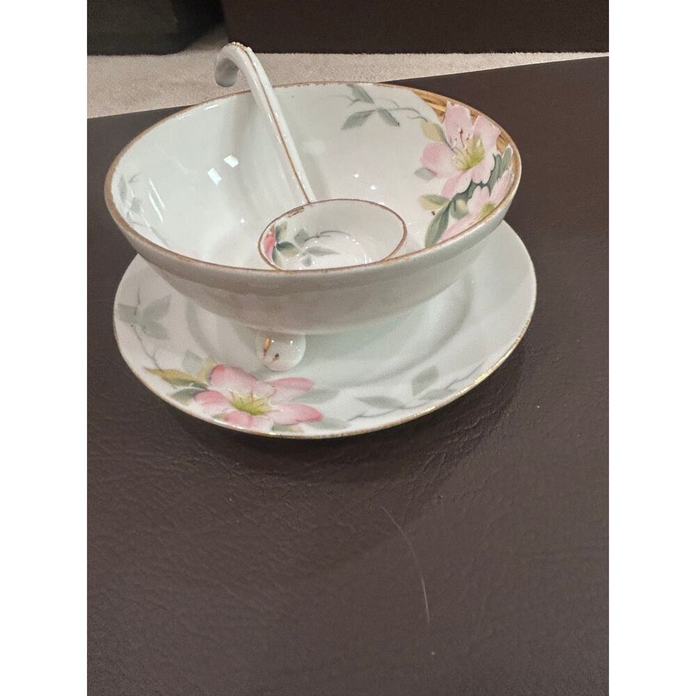 Noritake vintage Nippon Azalea hand painted footed 3 piece